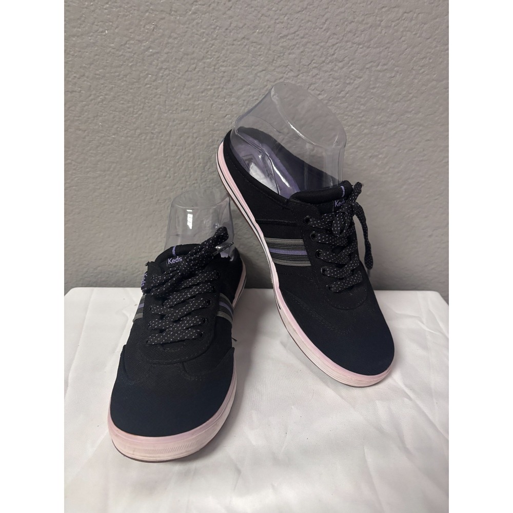 Keds Women 6.5 Mule Slide Sneaker Black Purple WF54835 Ortholite Casual Sporty